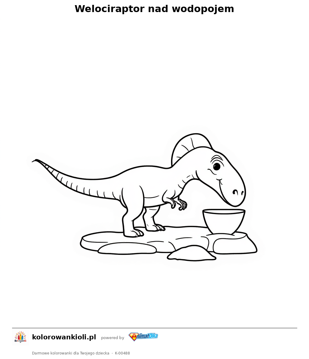 Kolorowanka — Welociraptor nad wodopojem