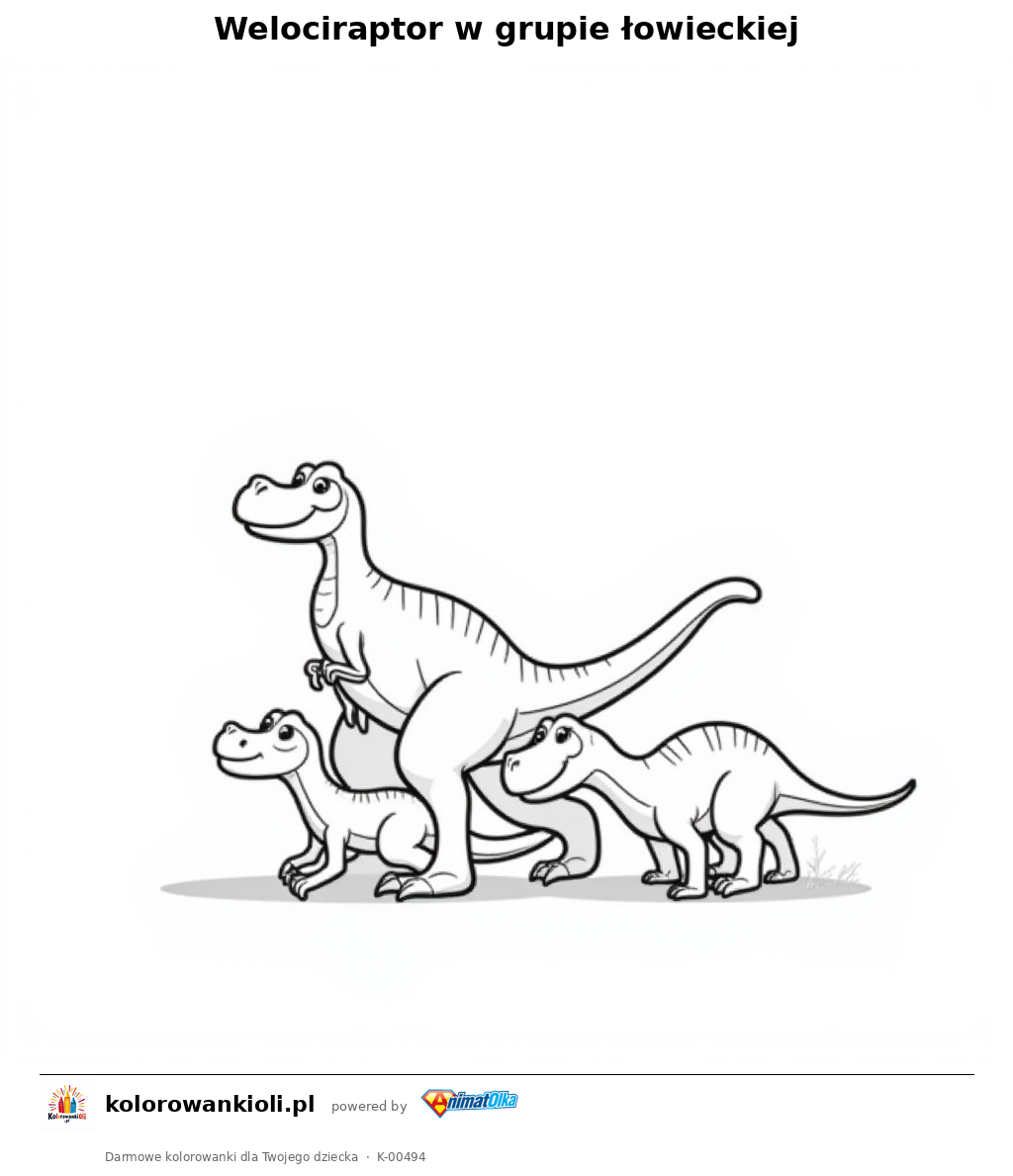Kolorowanka — Welociraptor w grupie łowieckiej