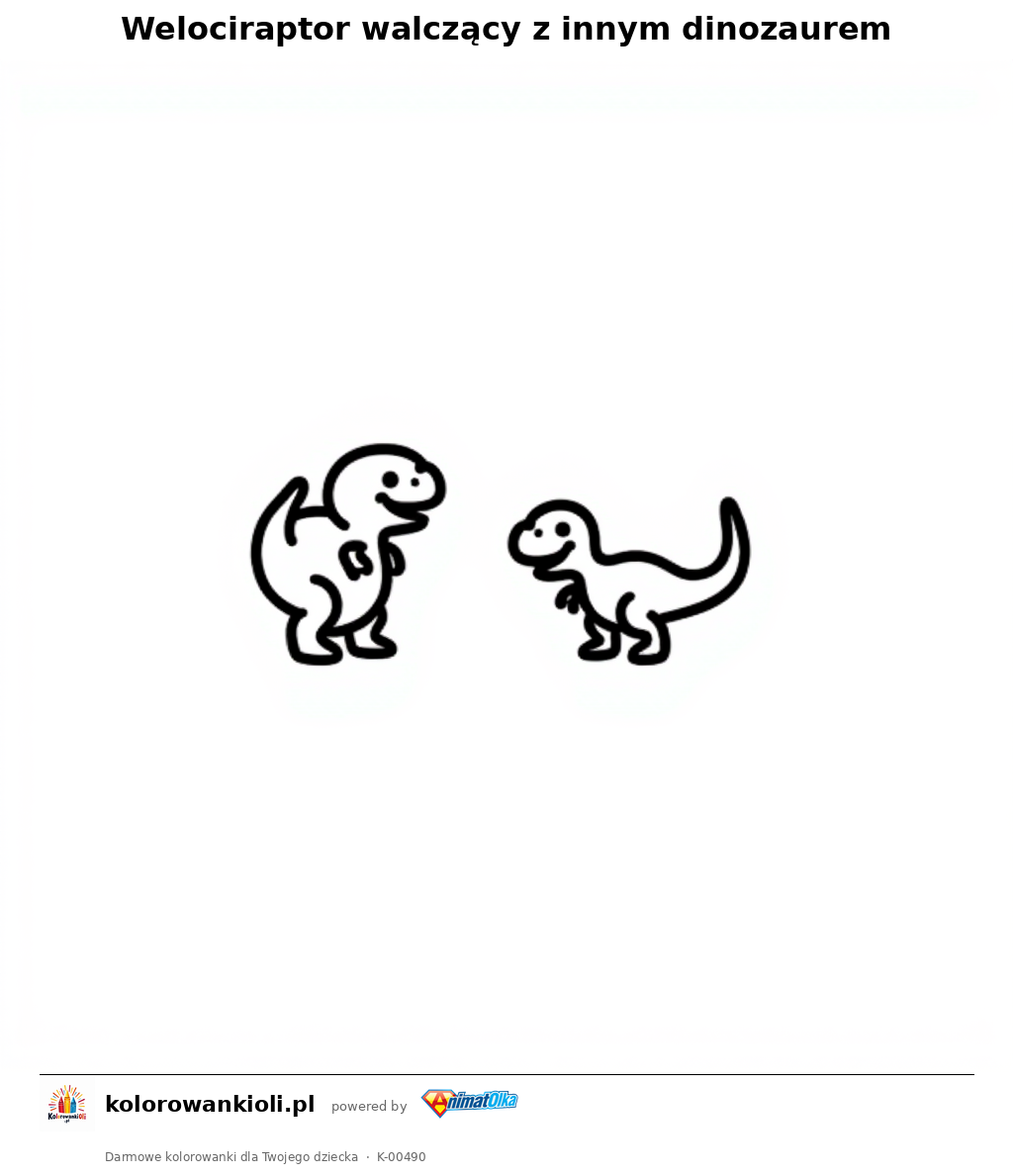 Kolorowanka — Welociraptor walczący z innym dinozaurem