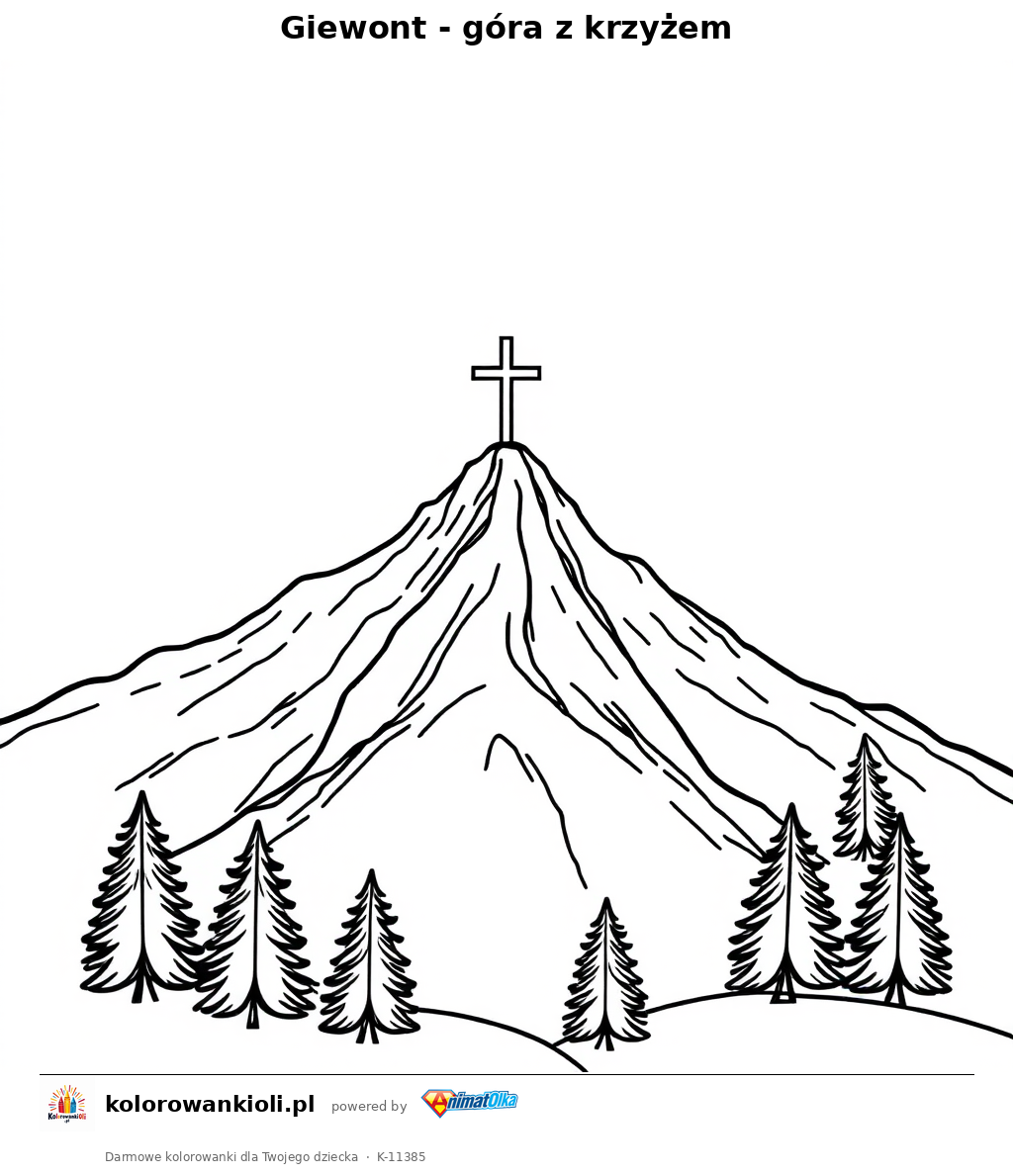 Giewont - góra z krzyżem — kolorowanka do wydruku dla dzieci