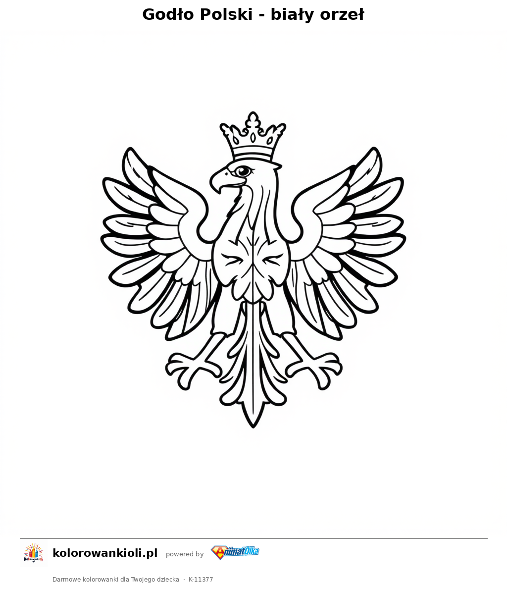 Godło Polski - biały orzeł — kolorowanka do wydruku dla dzieci