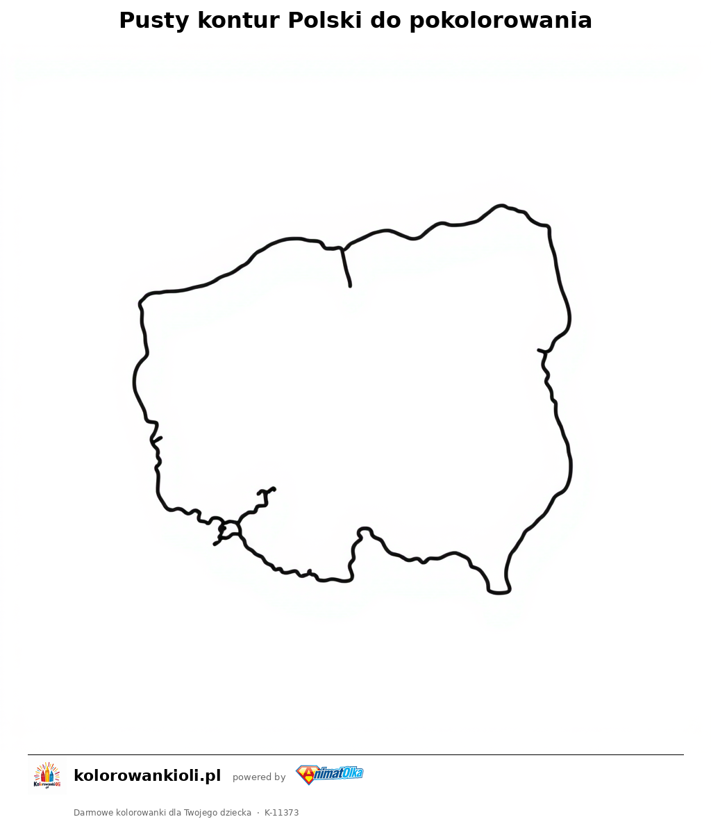 Pusty kontur Polski do pokolorowania — kolorowanka do wydruku dla dzieci