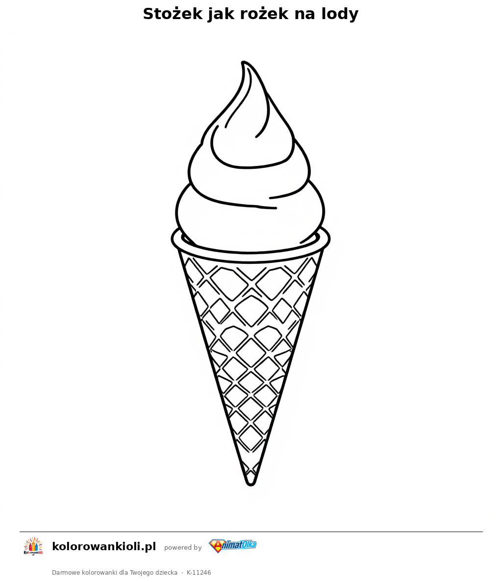 Stozek jak rozek na lody — kolorowanka do wydruku dla dzieci