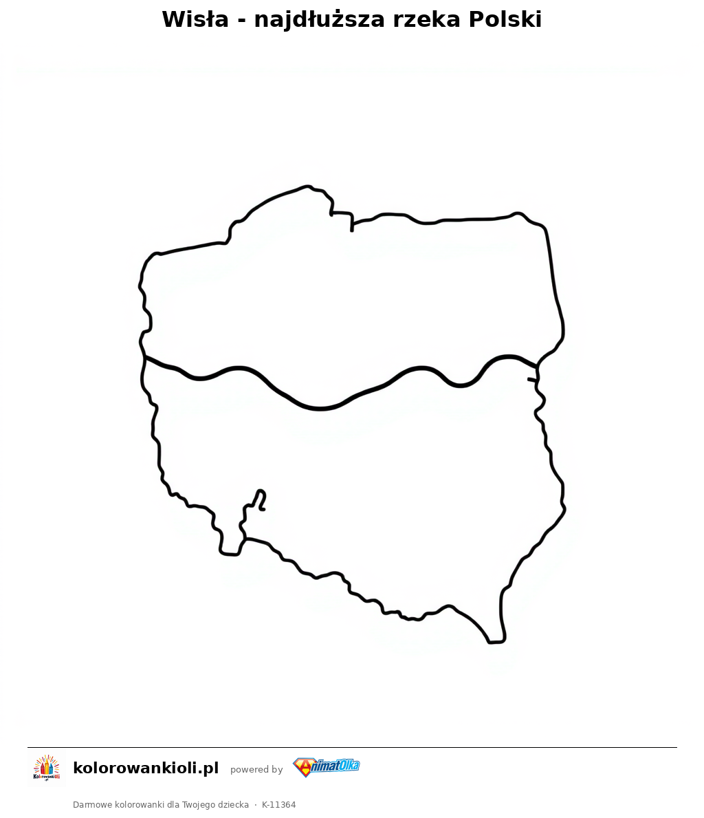 Wisla - najdluzsza rzeka Polski — kolorowanka do wydruku dla dzieci