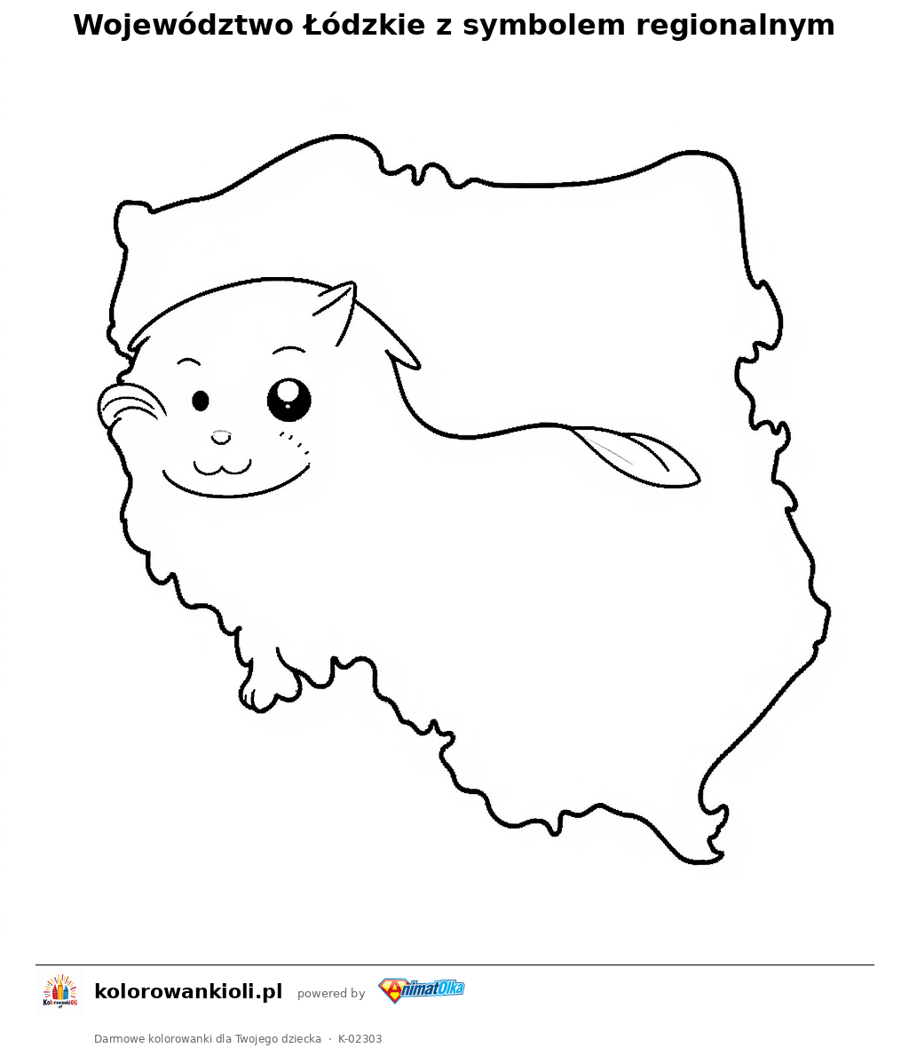Kolorowanka — Województwo Łódzkie z symbolem regionalnym