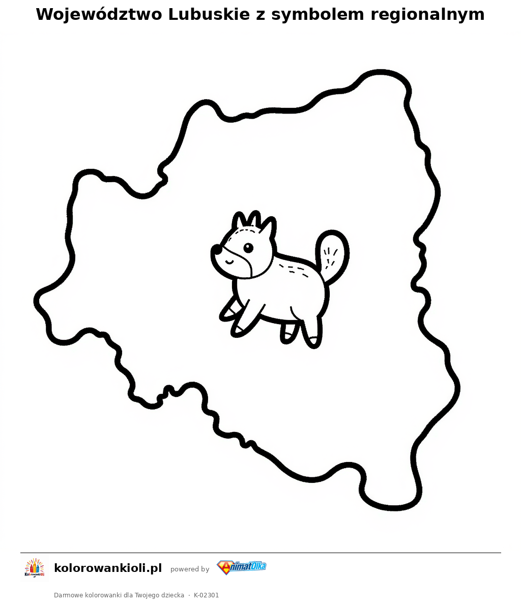 Kolorowanka — Województwo Lubuskie z symbolem regionalnym