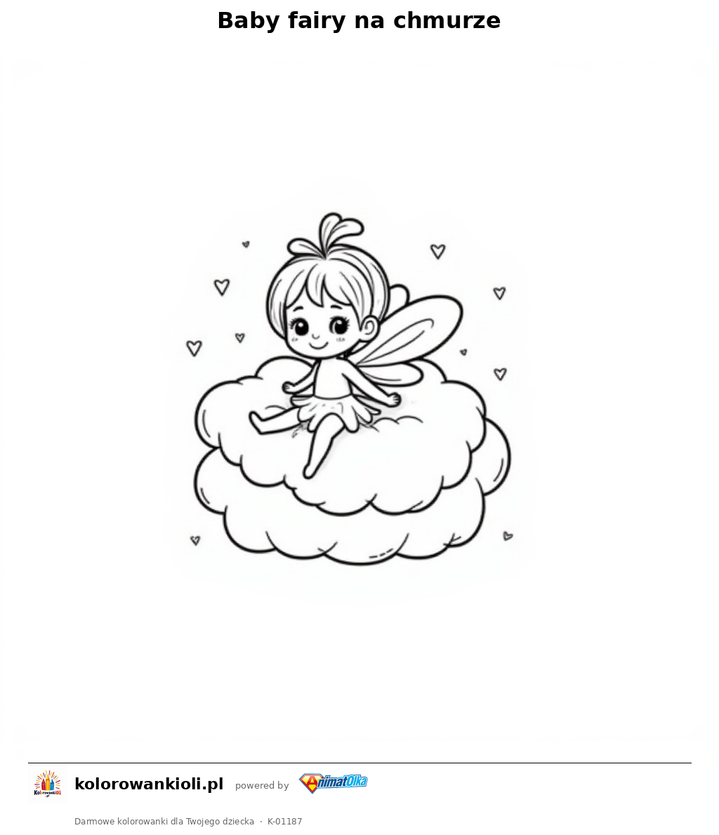 Kolorowanka — Baby fairy na chmurze