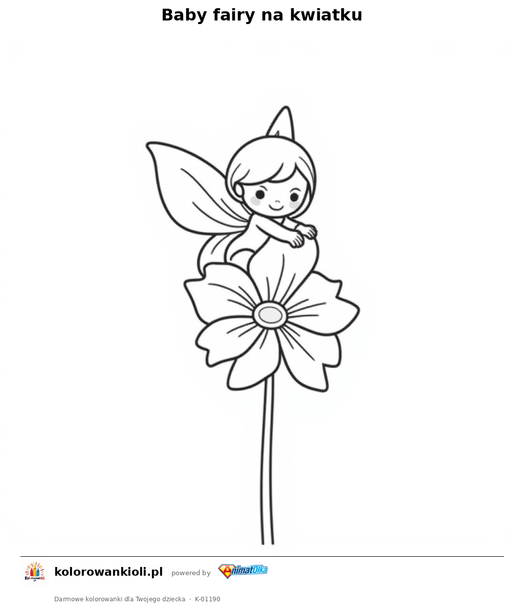 Kolorowanka — Baby fairy na kwiatku