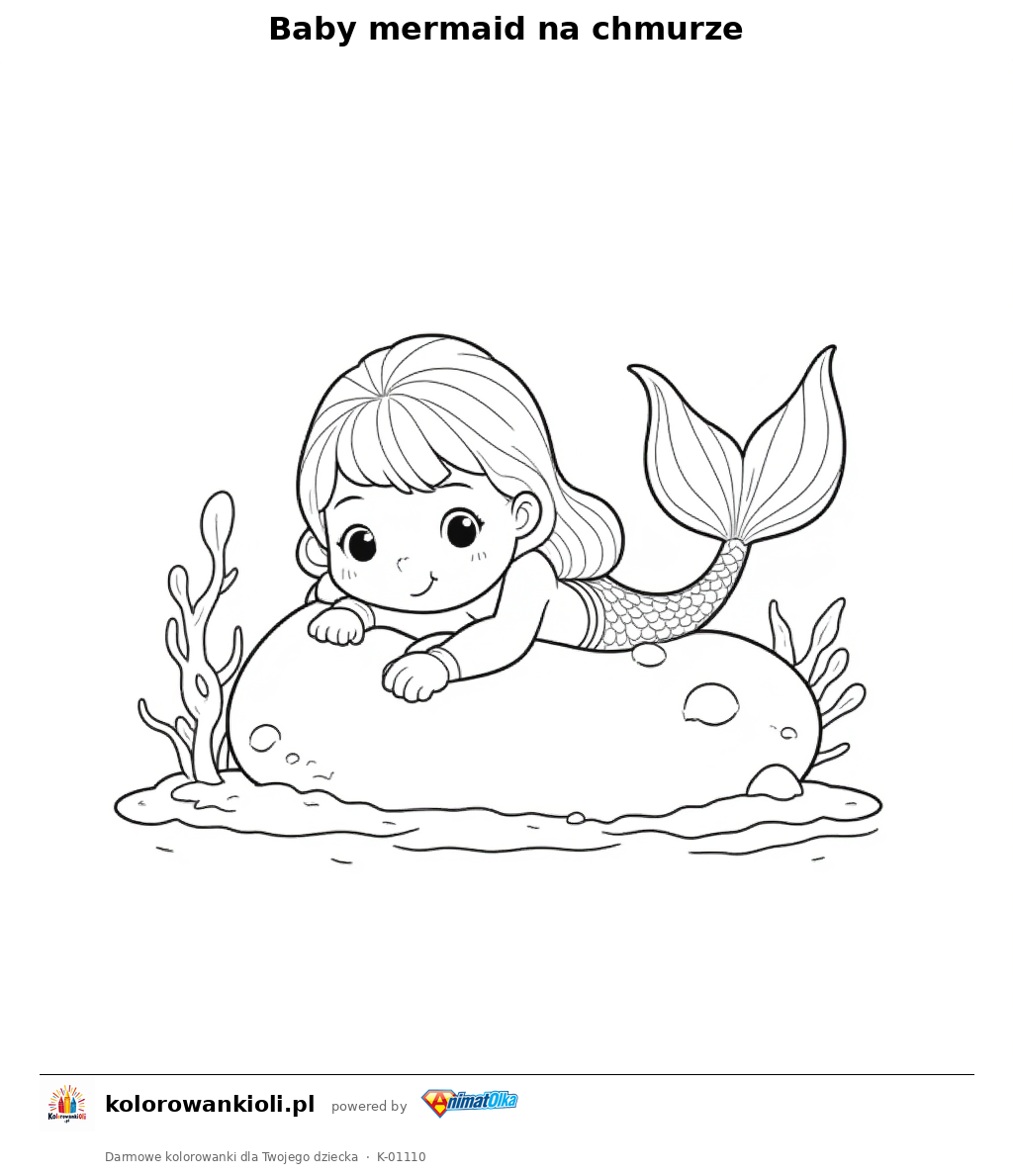 Kolorowanka — Baby mermaid na chmurze