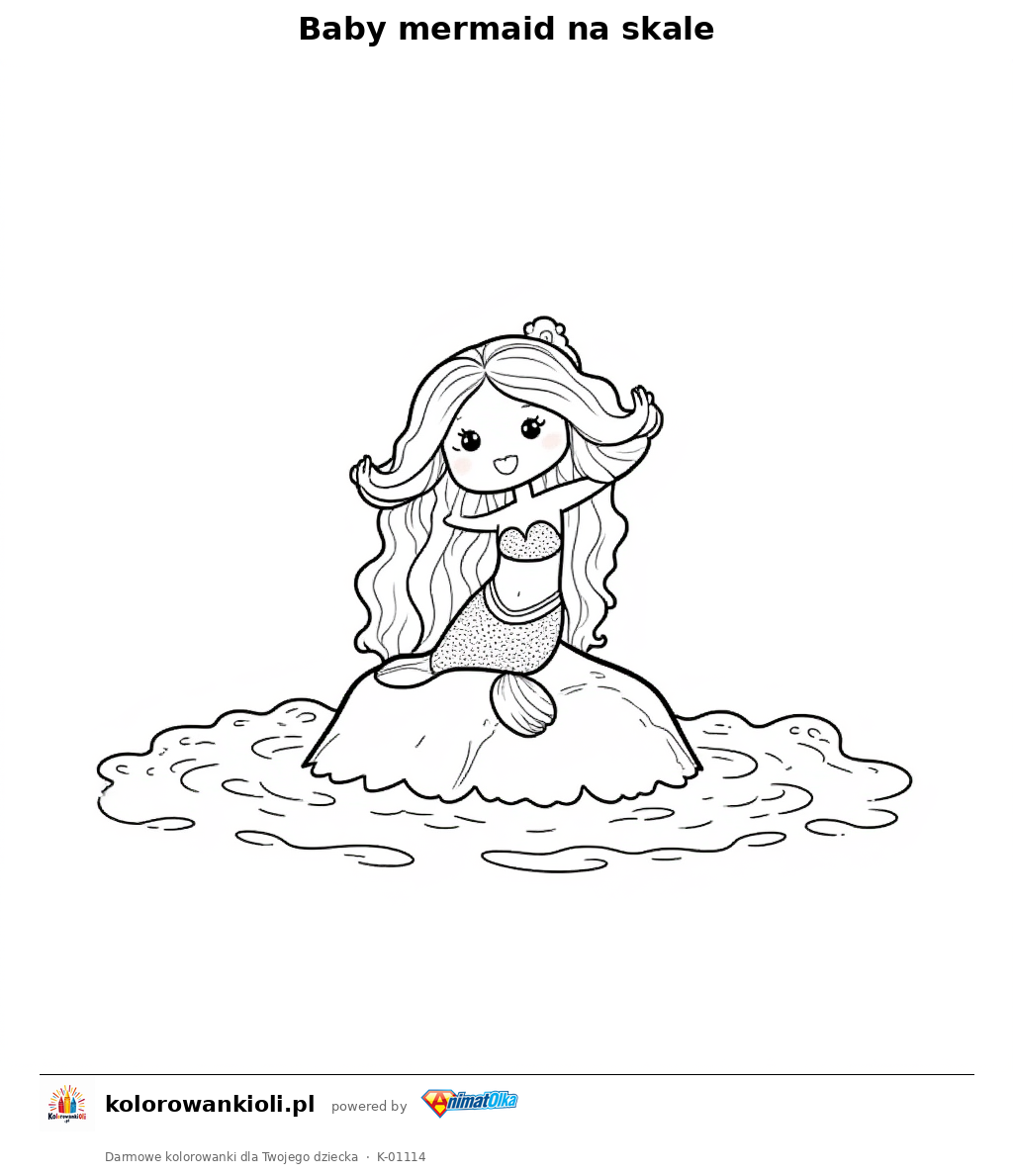 Kolorowanka — Baby mermaid na skale