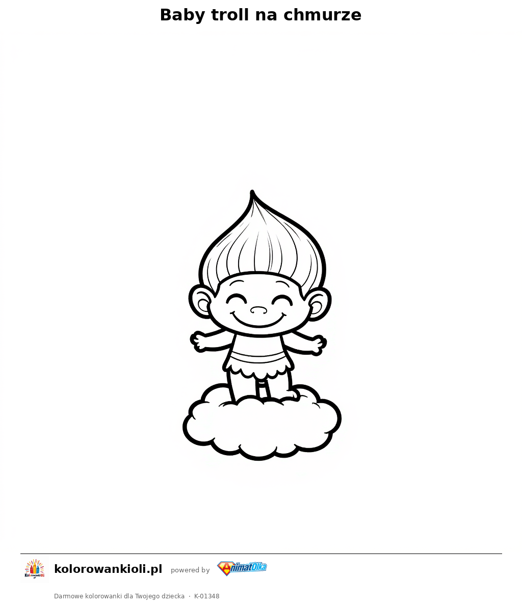 Kolorowanka — Baby troll na chmurze