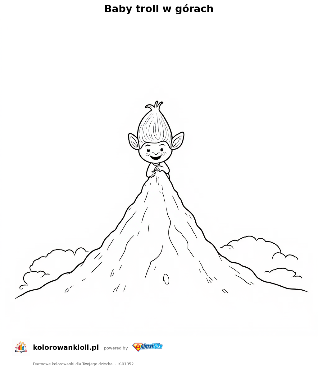 Kolorowanka — Baby troll w górach