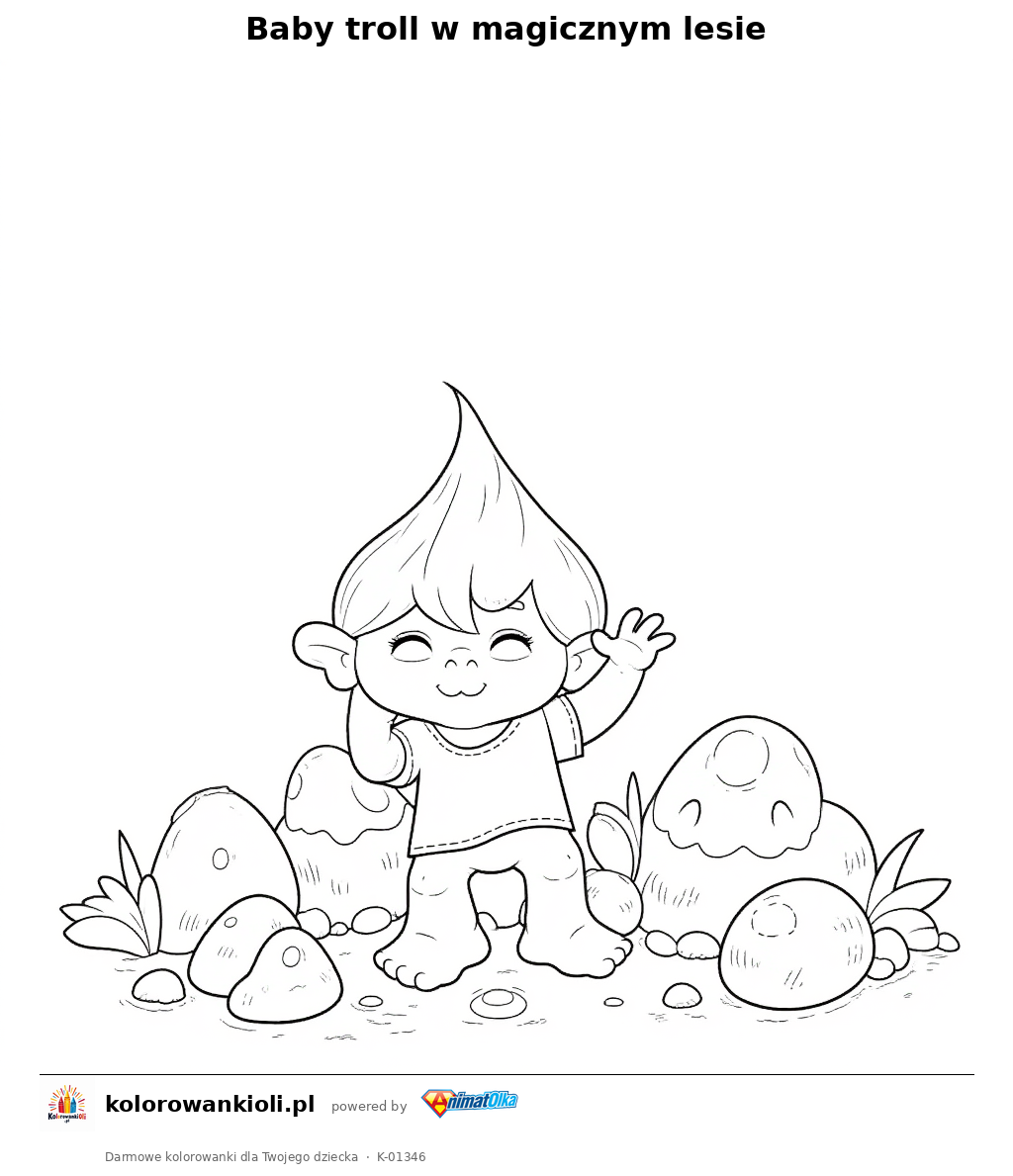 Kolorowanka — Baby troll w magicznym lesie