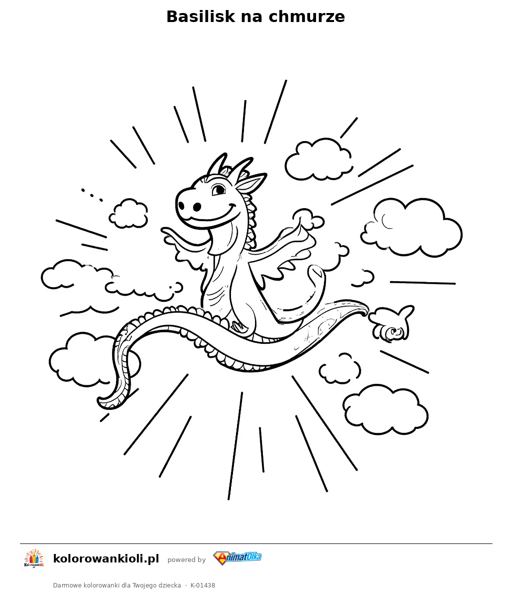 Kolorowanka — Basilisk na chmurze