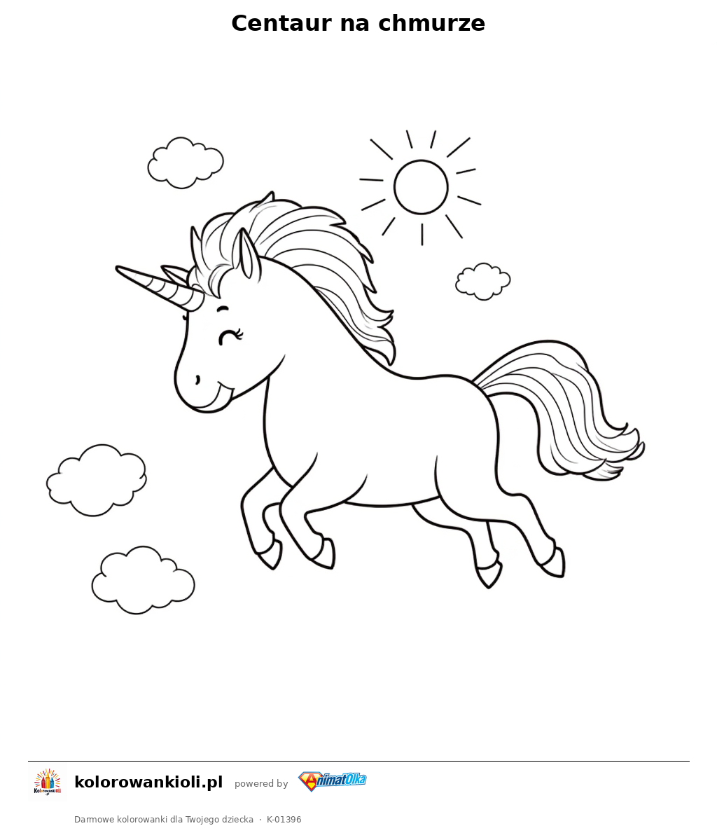 Kolorowanka — Centaur na chmurze