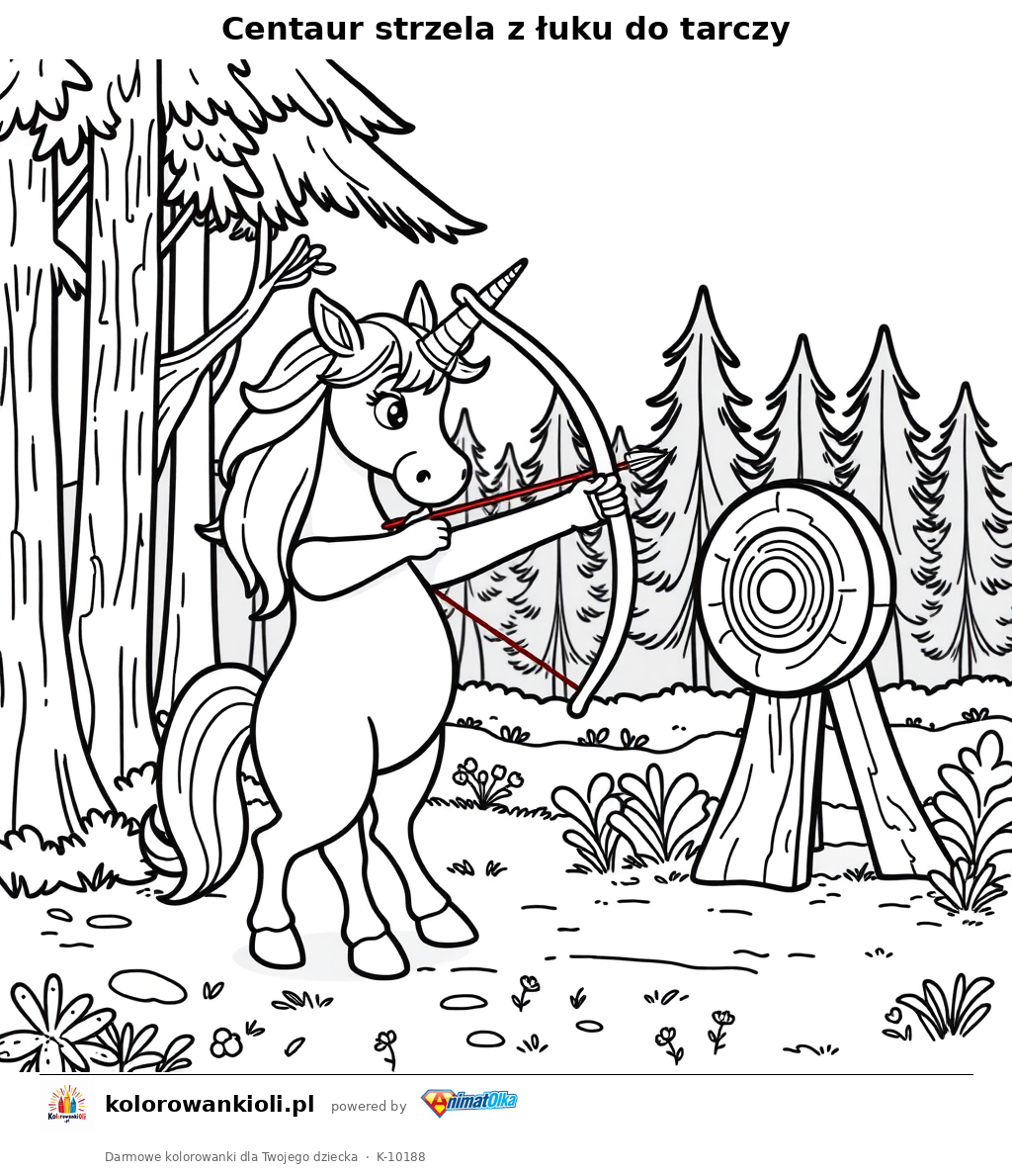 Centaur strzela z luku do tarczy — kolorowanka do wydruku dla dzieci