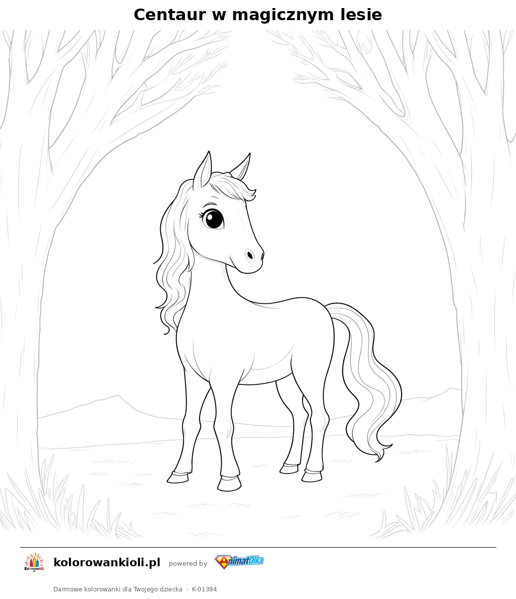 Kolorowanka — Centaur w magicznym lesie