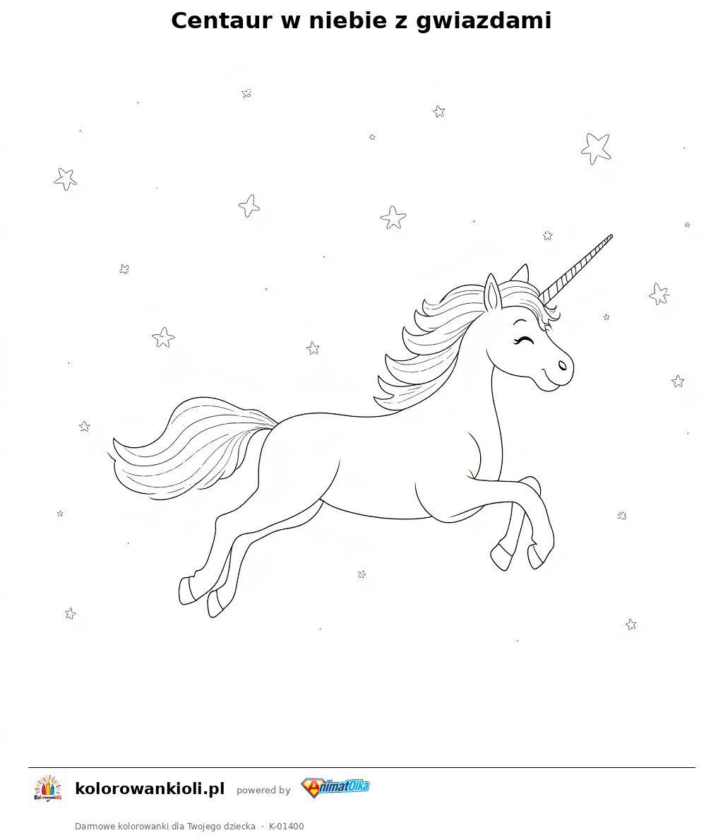 Kolorowanka — Centaur w niebie z gwiazdami