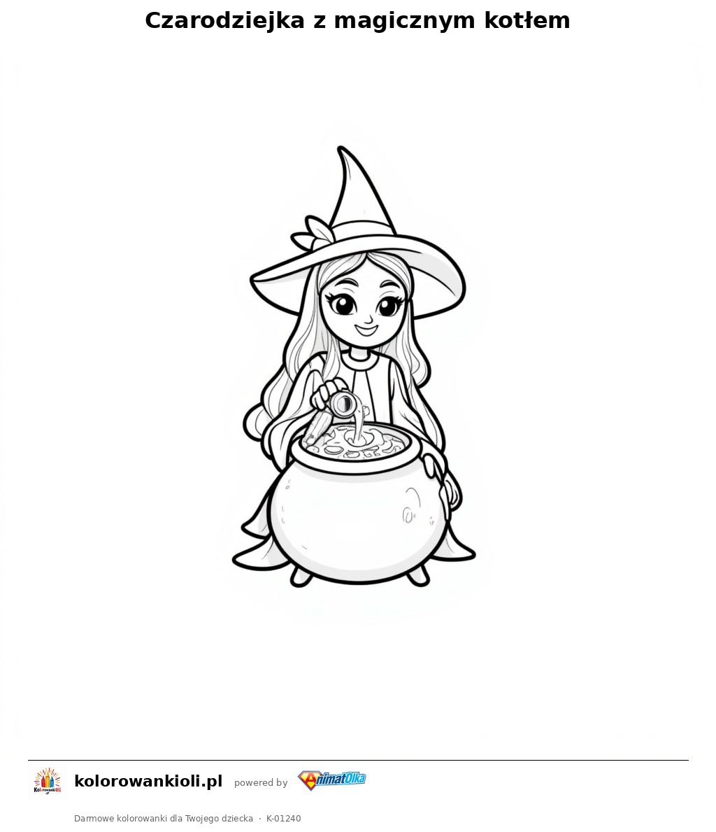 Kolorowanka — Czarodziejka z magicznym kotłem
