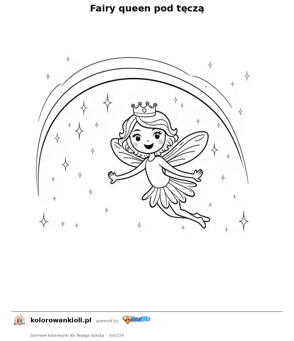 Kolorowanka — Fairy queen pod tęczą