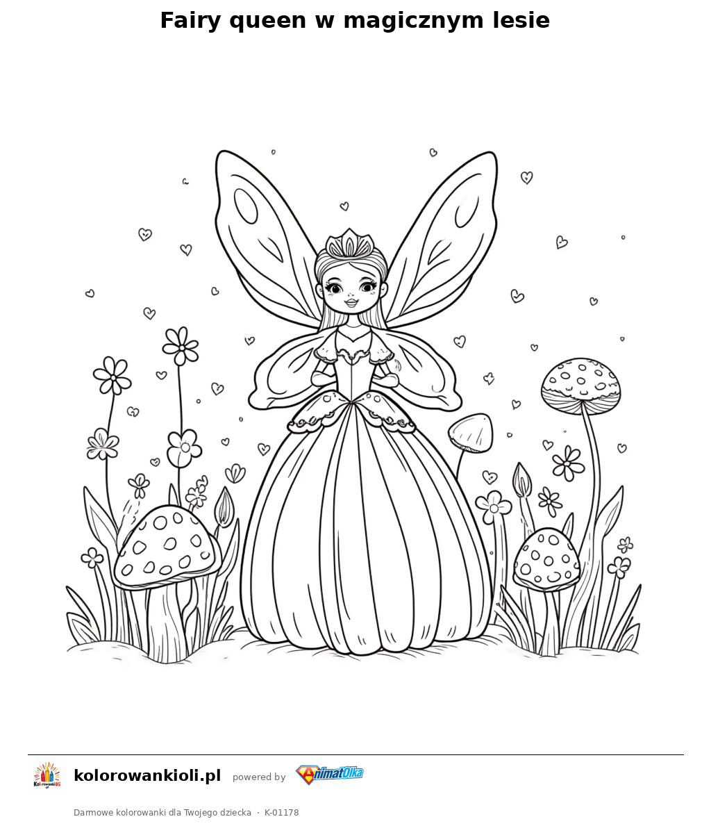Kolorowanka — Fairy queen w magicznym lesie