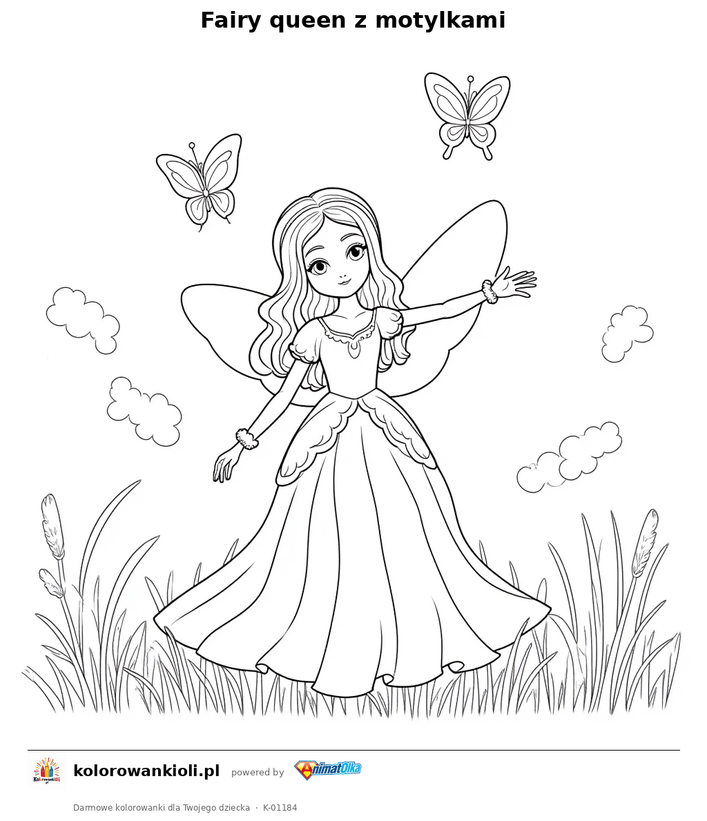 Kolorowanka — Fairy queen z motylkami