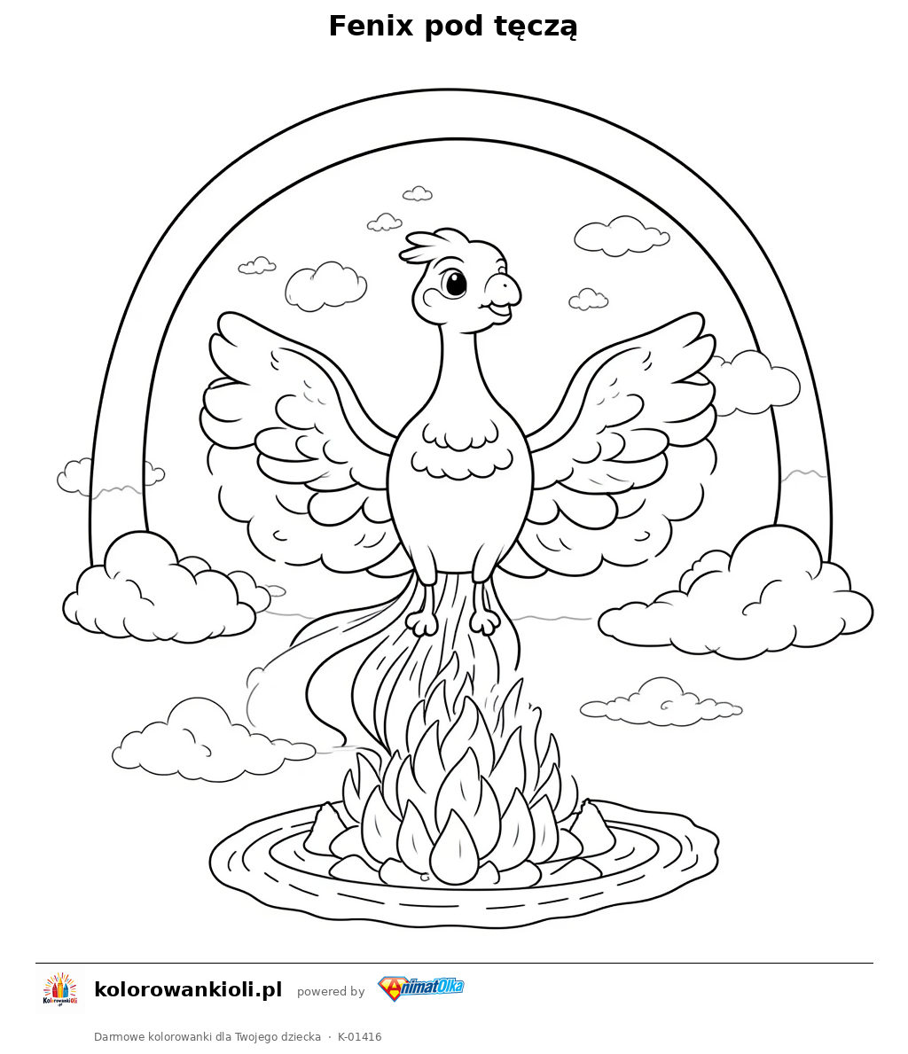 Kolorowanka — Fenix pod tęczą