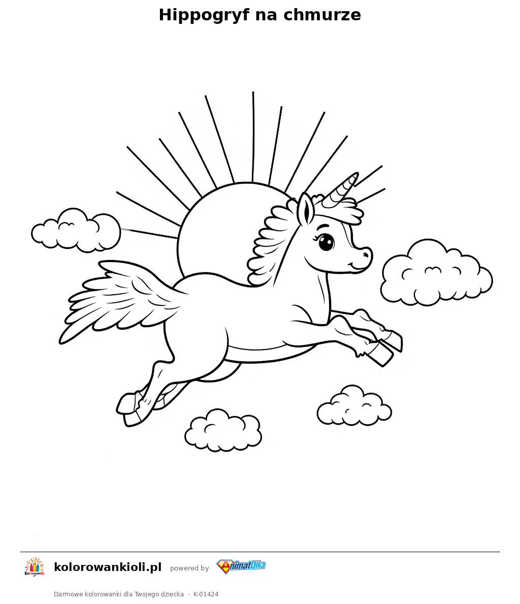 Kolorowanka — Hippogryf na chmurze