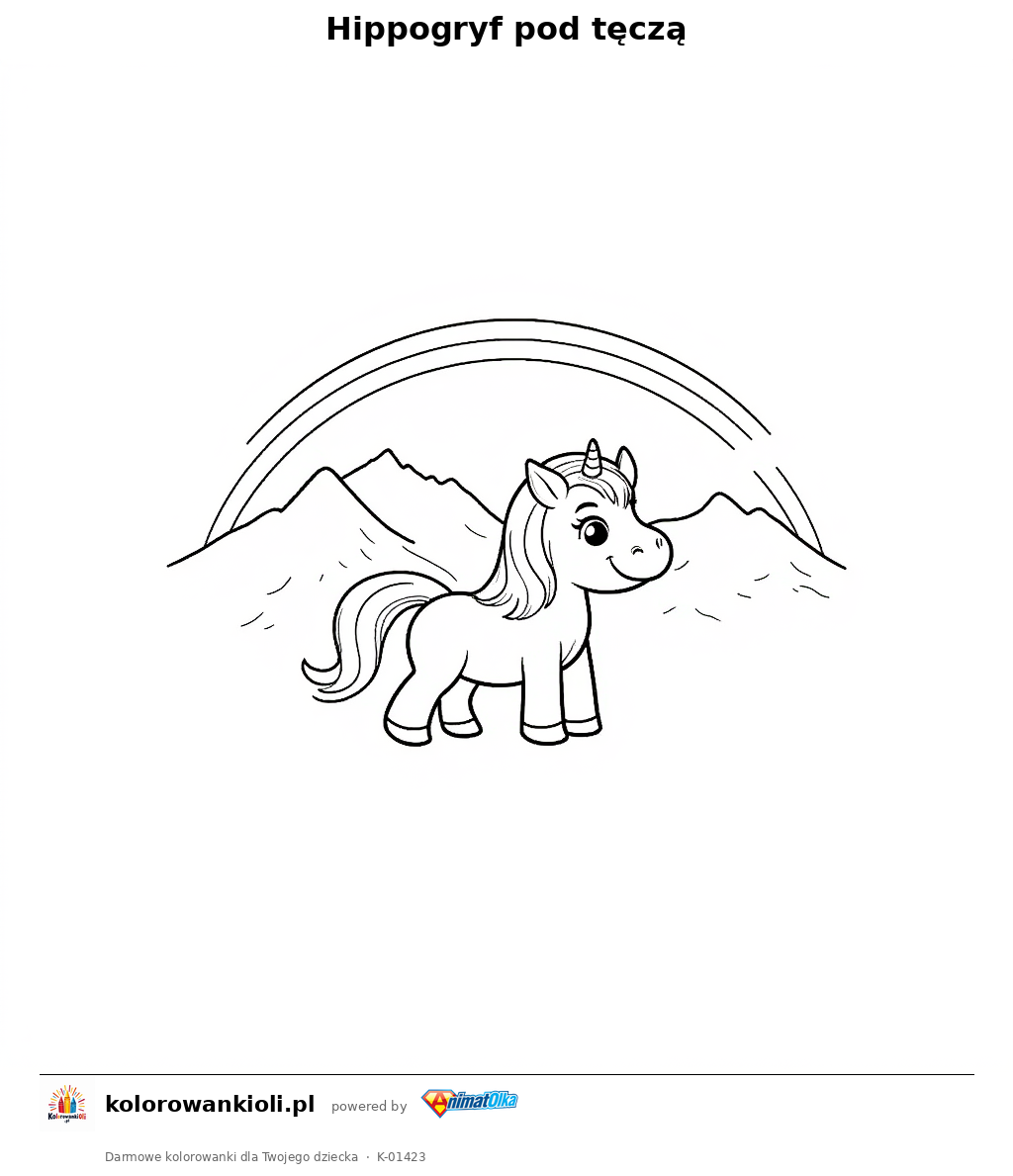 Kolorowanka — Hippogryf pod tęczą