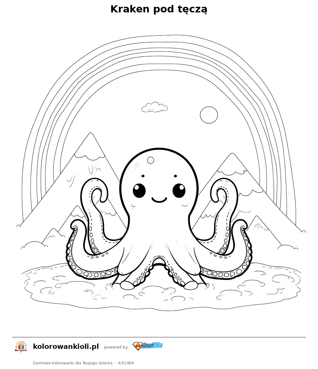 Kolorowanka — Kraken pod tęczą