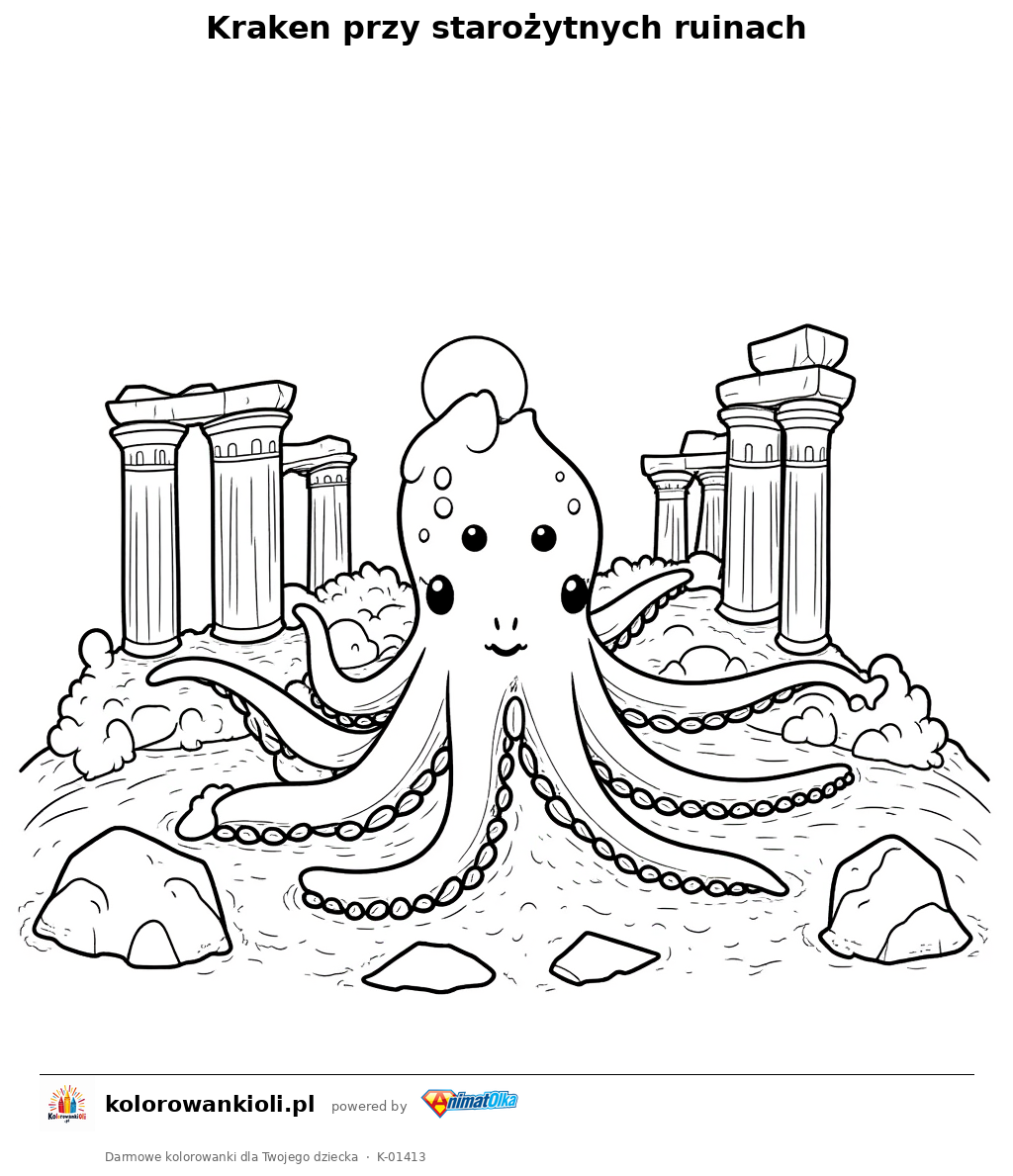 Kolorowanka — Kraken przy starożytnych ruinach