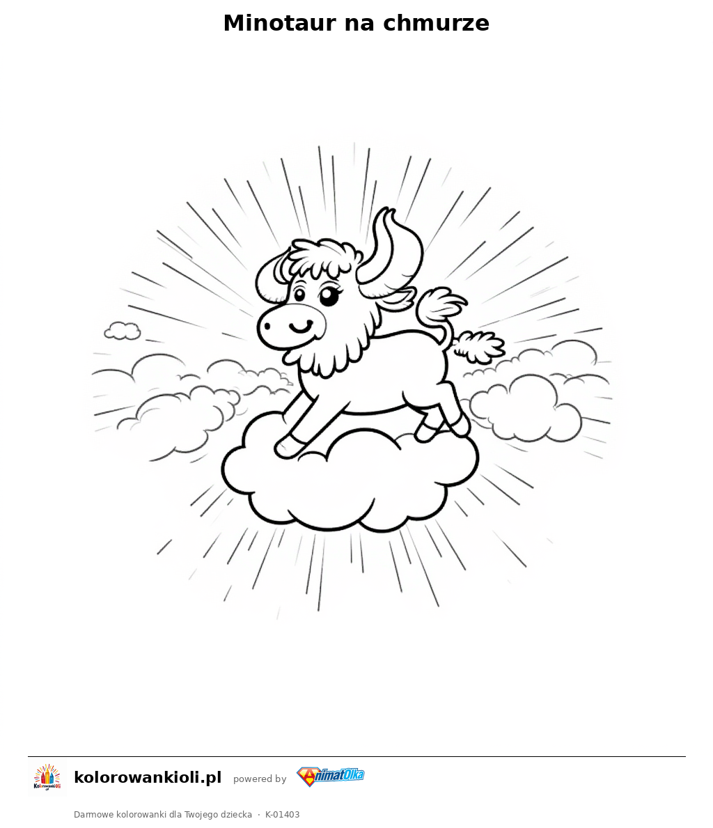 Kolorowanka — Minotaur na chmurze