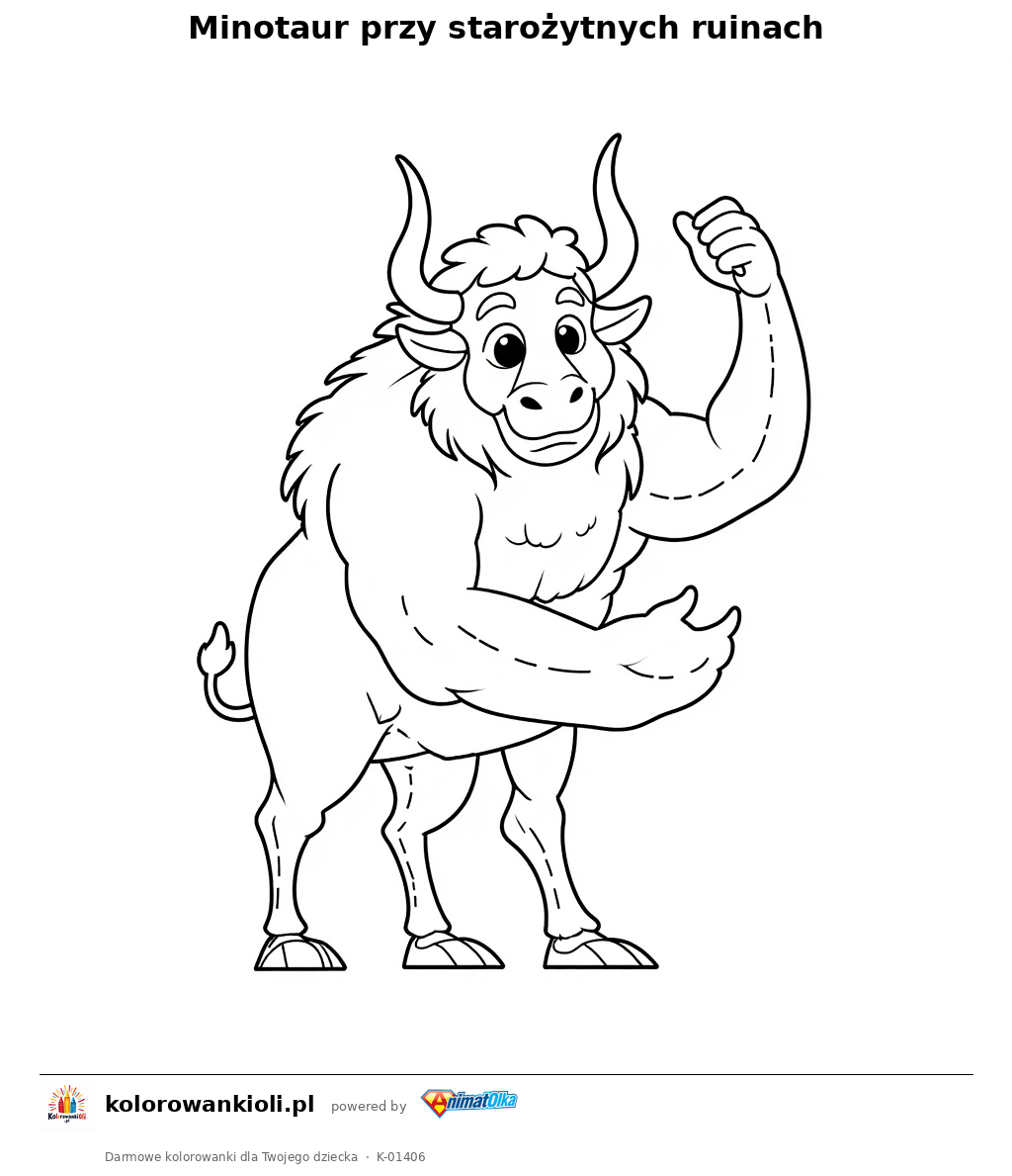 Kolorowanka — Minotaur przy starożytnych ruinach
