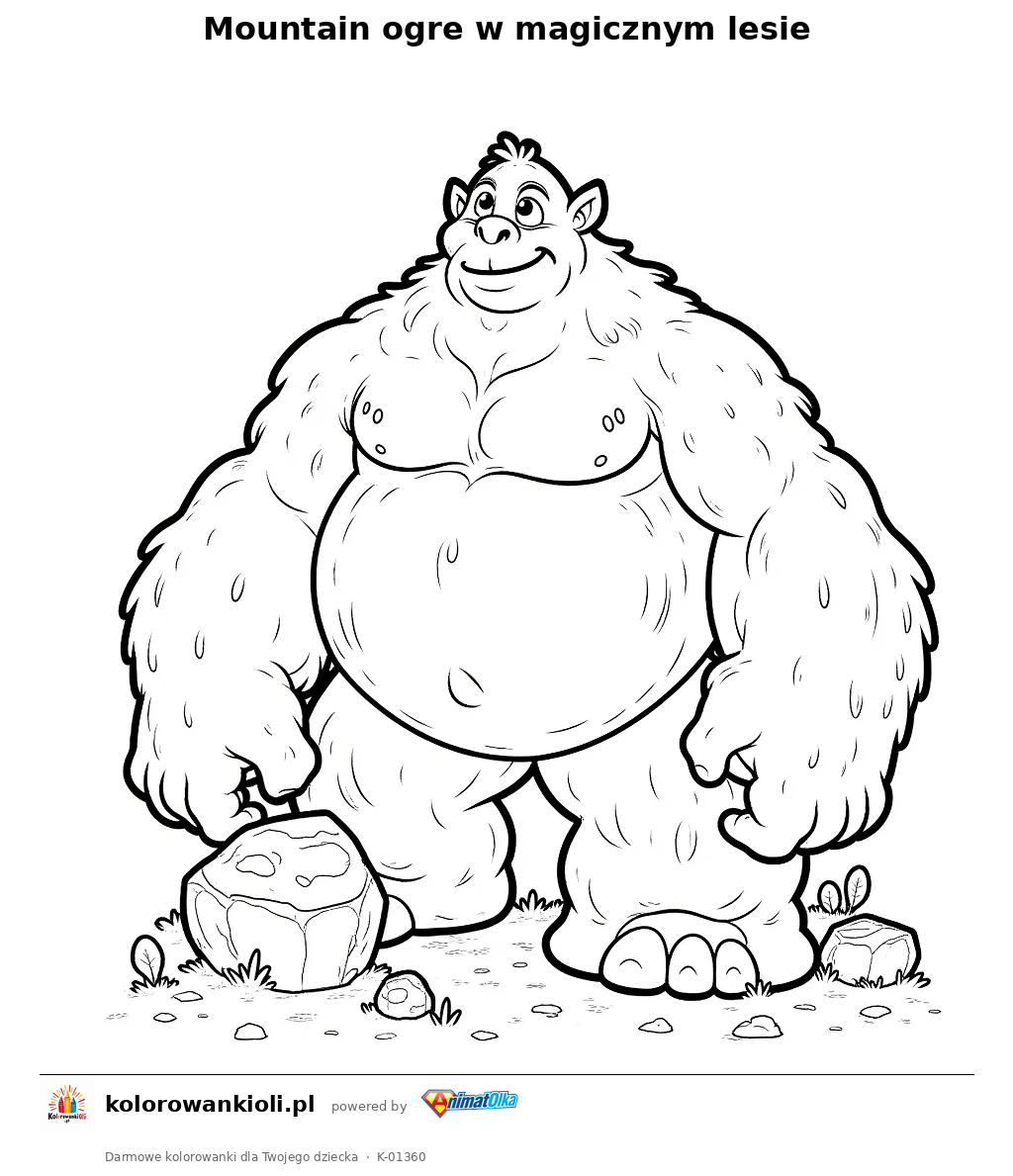 Kolorowanka — Mountain ogre w magicznym lesie