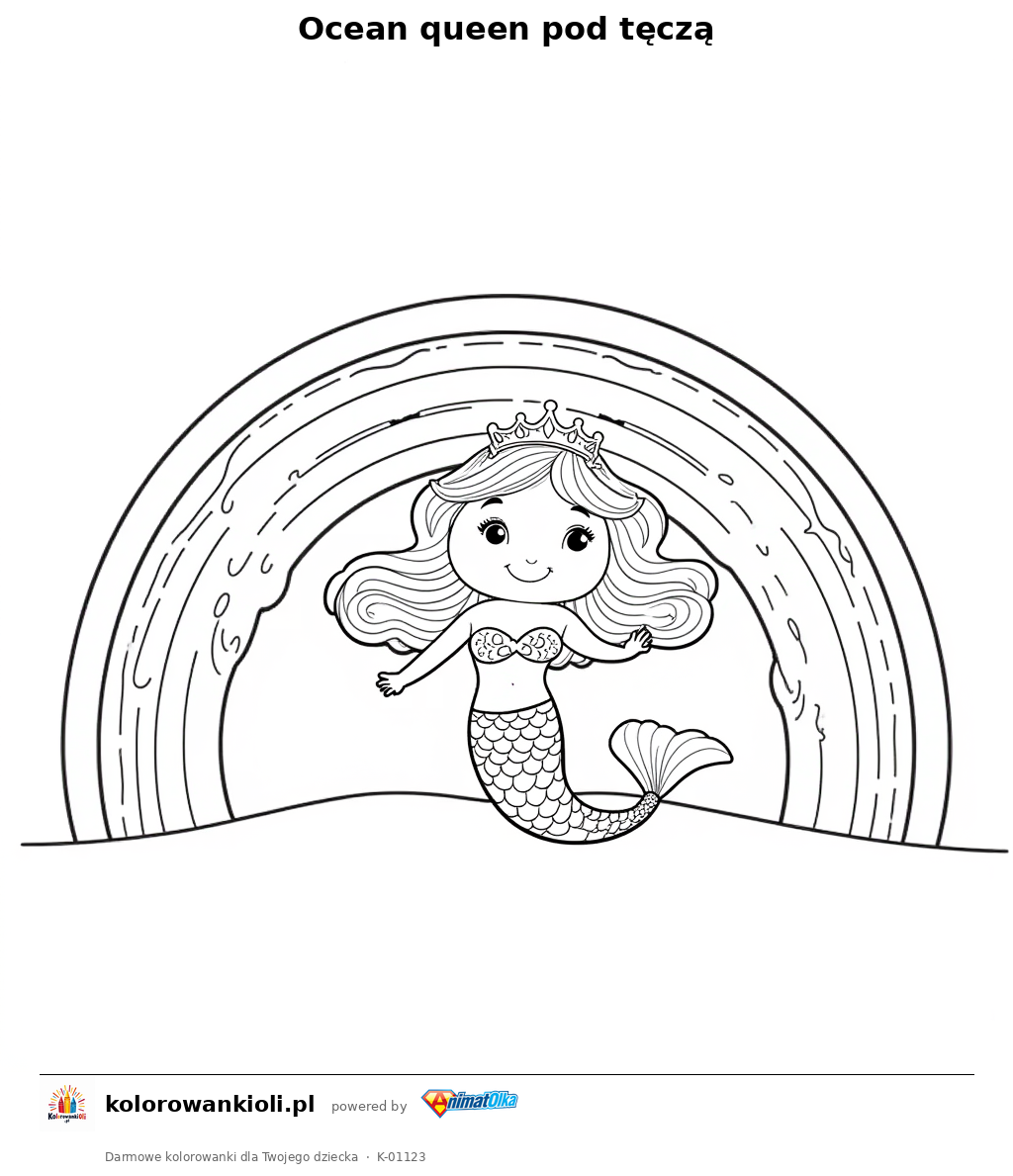 Kolorowanka — Ocean queen pod tęczą