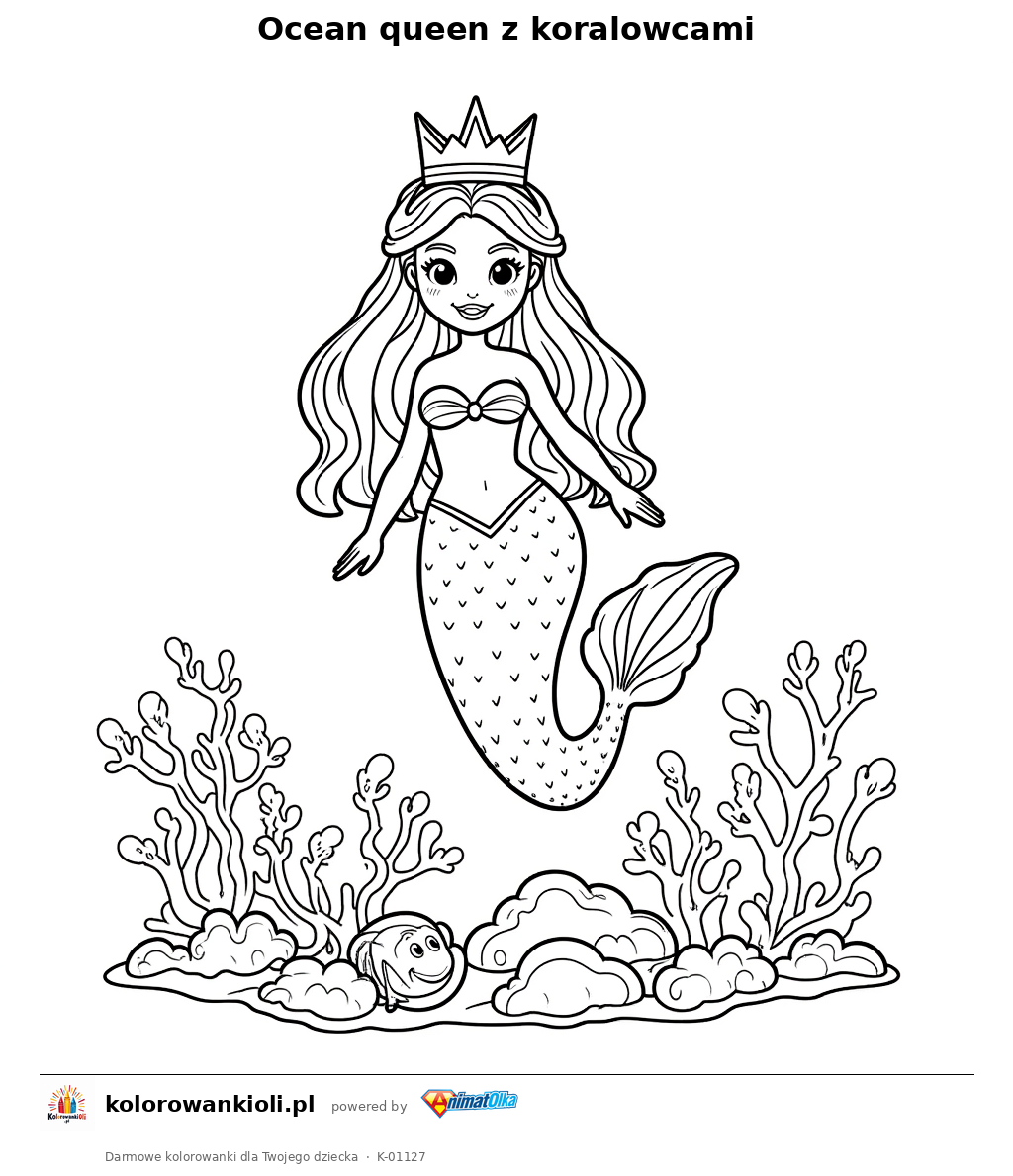 Kolorowanka — Ocean queen z koralowcami