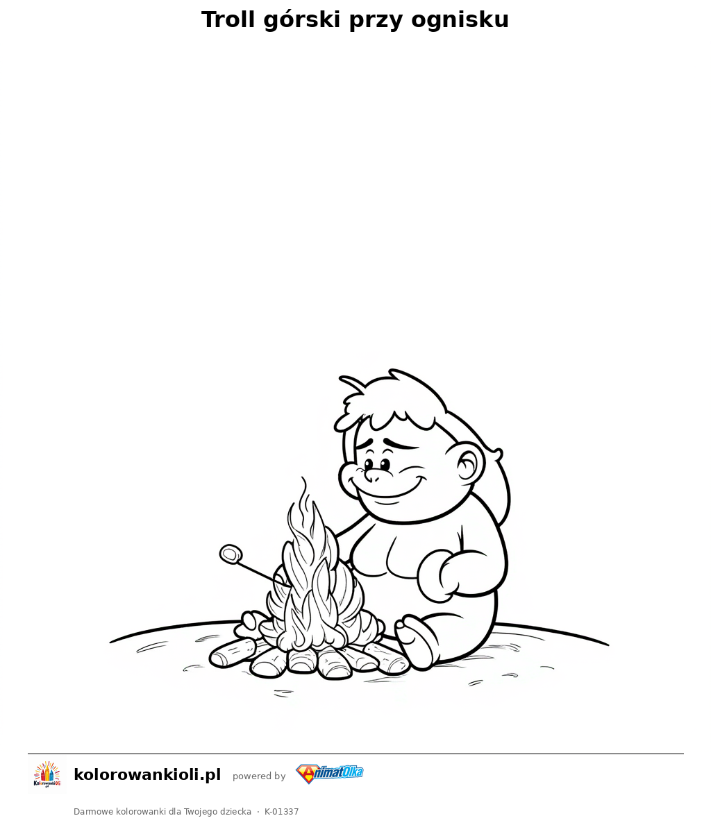 Kolorowanka — Troll górski przy ognisku
