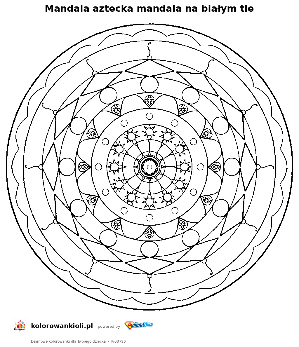 Kolorowanka — Mandala aztecka mandala na białym tle
