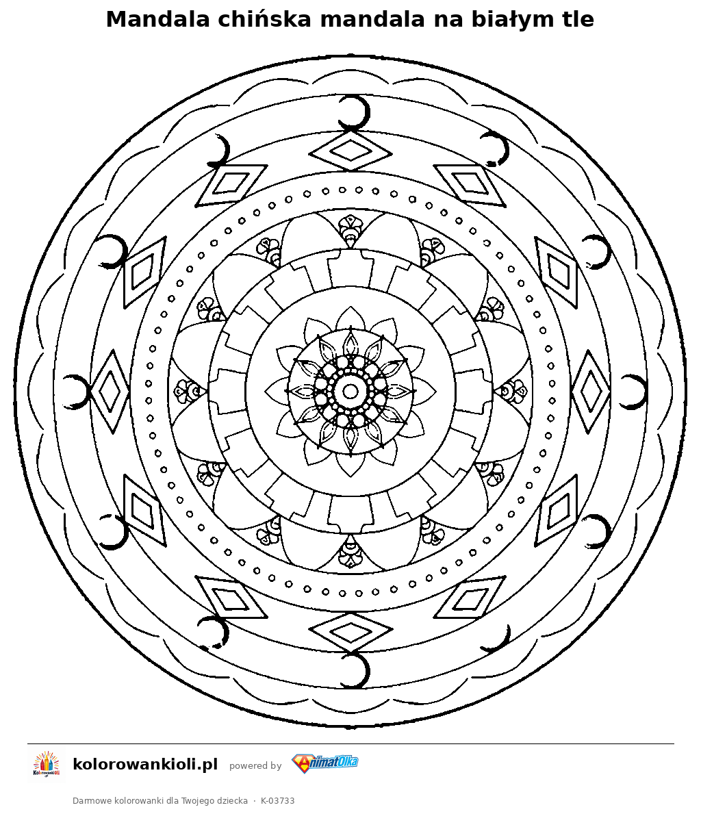 Kolorowanka — Mandala chińska mandala na białym tle