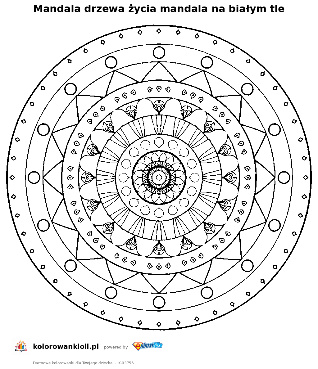 Kolorowanka — Mandala drzewa życia mandala na białym tle