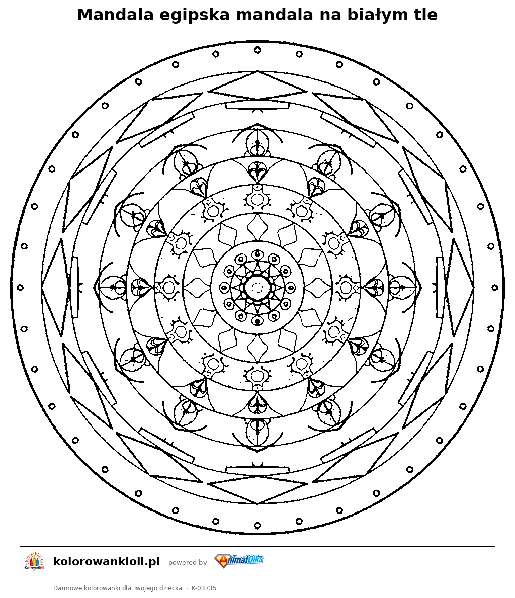 Kolorowanka — Mandala egipska mandala na białym tle