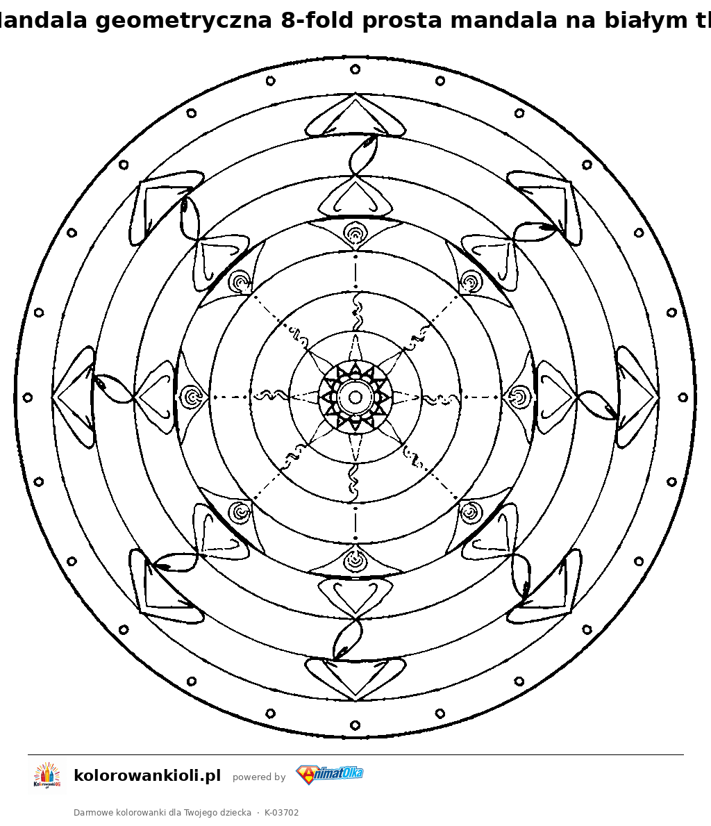Kolorowanka — Mandala geometryczna 8-fold prosta mandala na białym tle