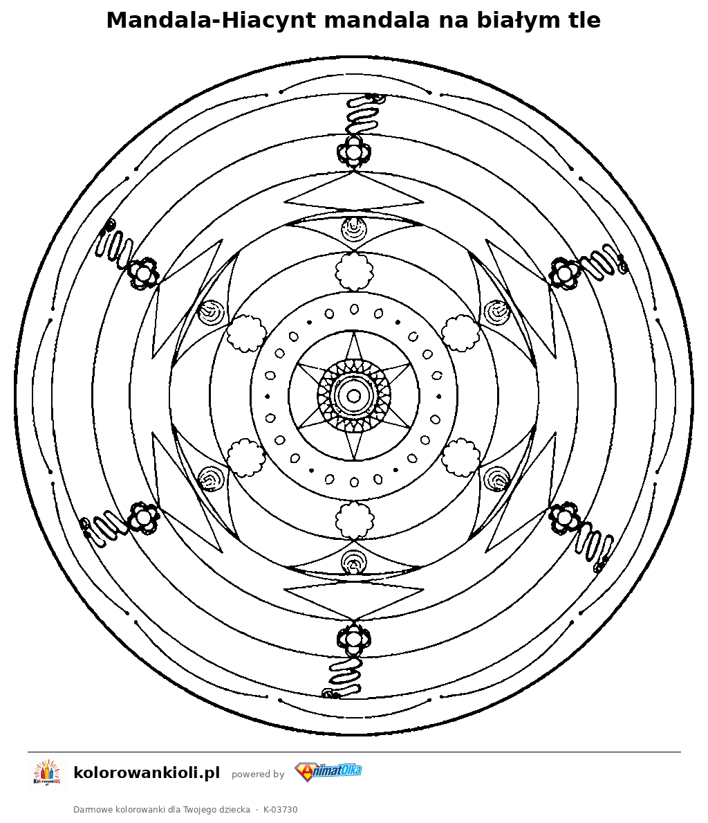 Kolorowanka — Mandala-Hiacynt mandala na białym tle