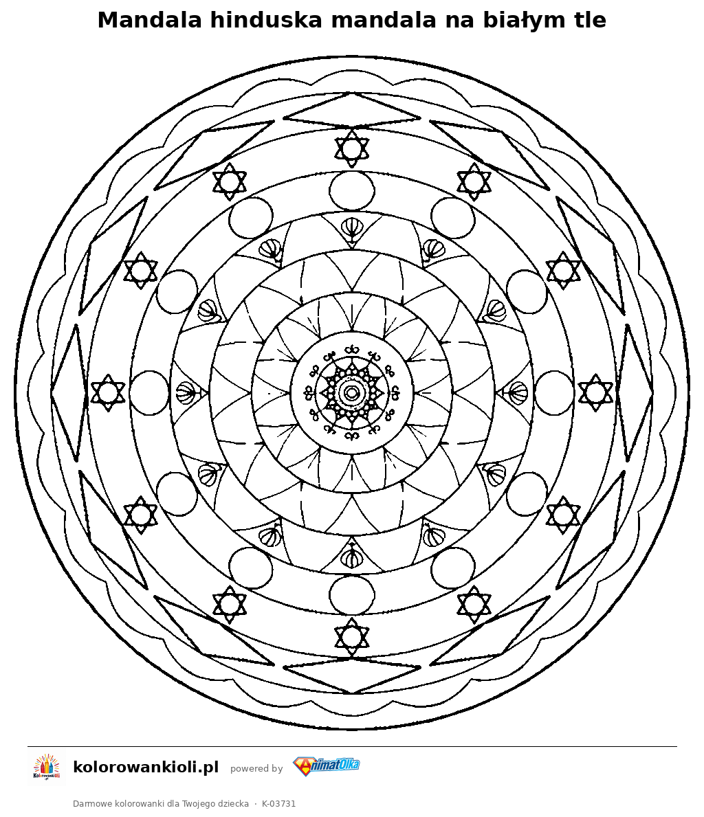 Kolorowanka — Mandala hinduska mandala na białym tle