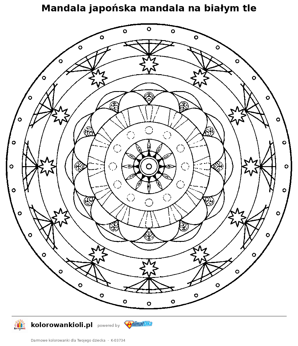 Kolorowanka — Mandala japońska mandala na białym tle