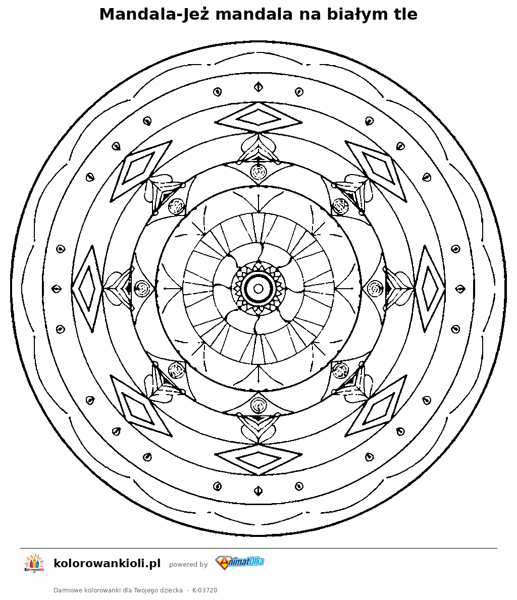 Kolorowanka — Mandala-Jeż mandala na białym tle