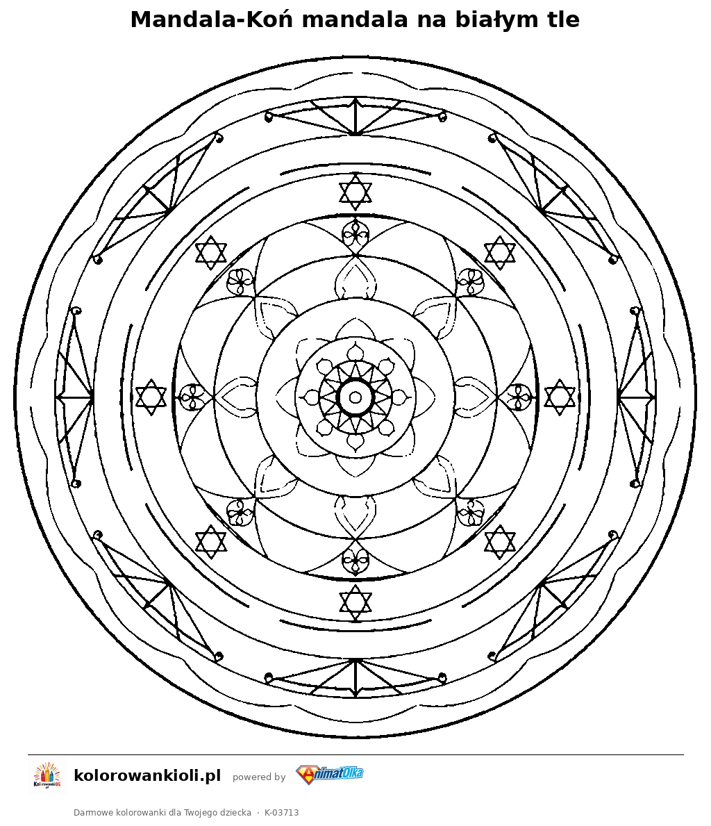 Kolorowanka — Mandala-Koń mandala na białym tle