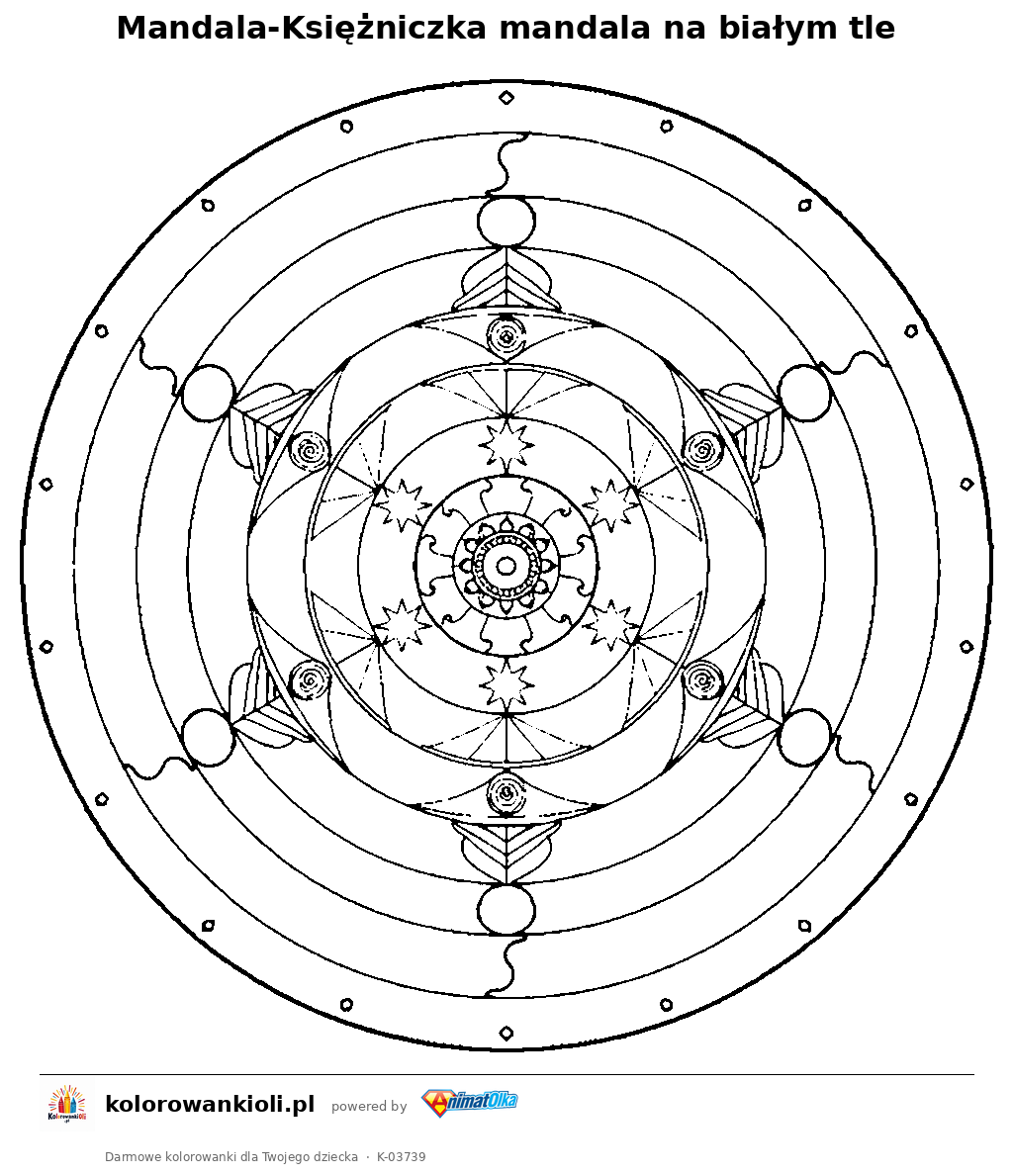 Kolorowanka — Mandala-Księżniczka mandala na białym tle