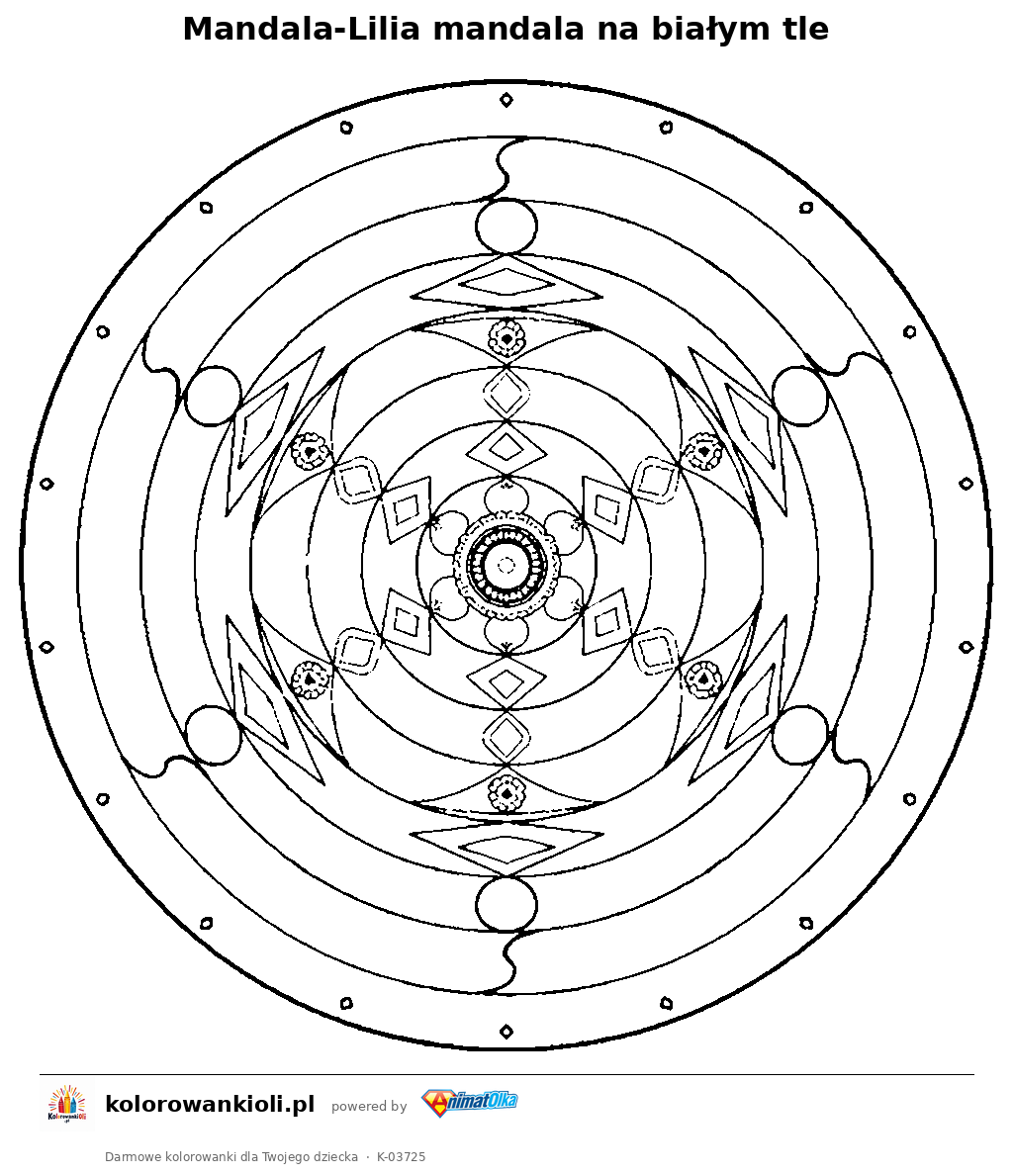 Kolorowanka — Mandala-Lilia mandala na białym tle