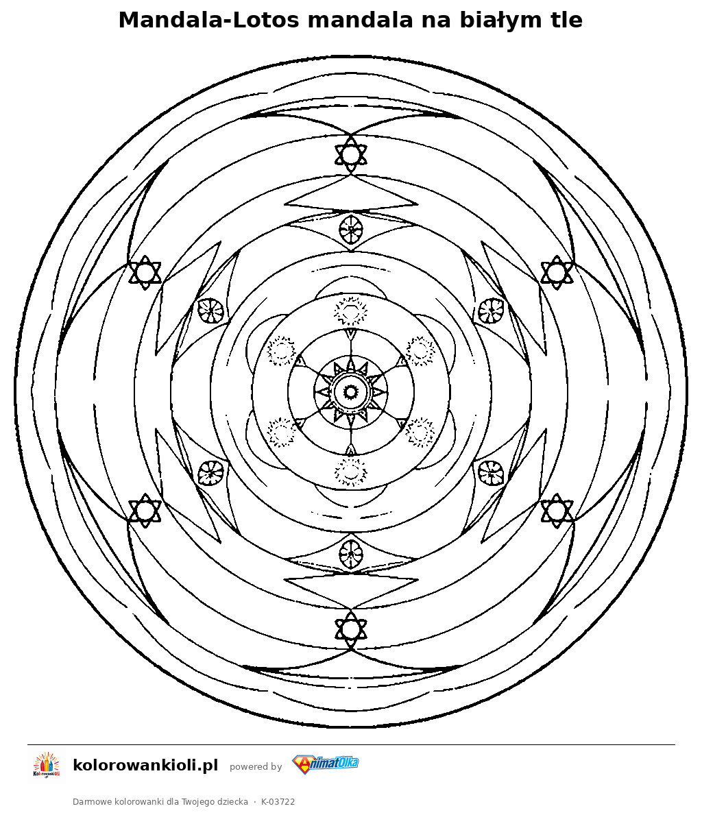 Kolorowanka — Mandala-Lotos mandala na białym tle